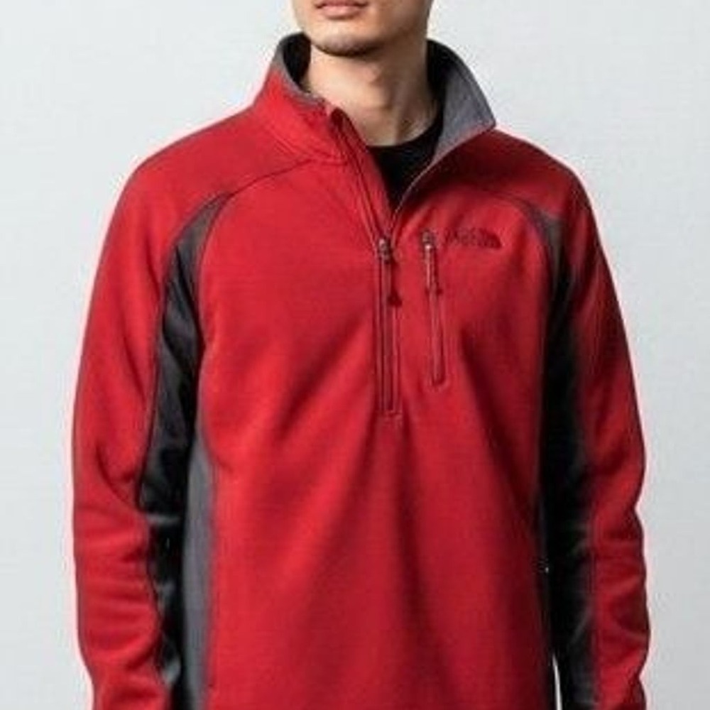 The North Face Concavo 1/2 Zip Hybrid FlashDry Jacket Red Gray Men's Medium